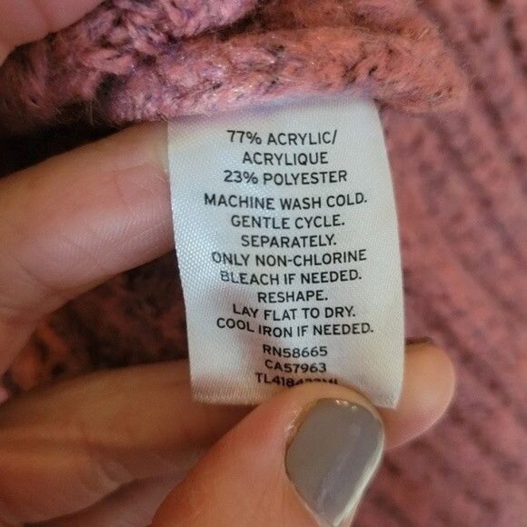 Leith Womens Ribbed Knit Mock Sweater Pullover XS Chunky Pink Rose - Picture 7 of 7